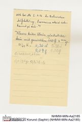 Etiketten zu Korund (Saphir) (NHMW-MIN-Aa2185)